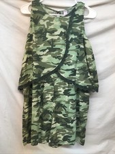 Justice Girls Sz 20 Plus Casual Sleeveless Jumper Green Camouflage Shorts