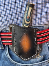 Pancake Leaf Engraved Leather Knife sheath Fixed Blade & Folding Pocket knife