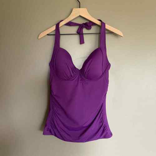 Tommy Bahama Pearl Underwire Tankini Size Small Purple Halter Shirred Swimsuit - Picture 1 of 12