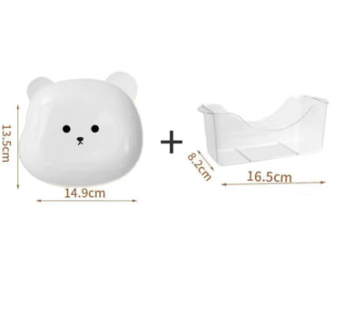 Household Bear Snack 8 Plates w/Holder Cute Kid Creative Anti-Drop Small White