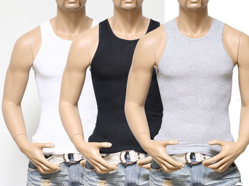 6 Men Tank Top 100% Cotton A-Shirt Wife 