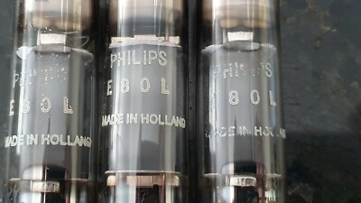 2 Tubes électroniques PHILIPS E80L Années 60 – Paire Assortie Pin Or