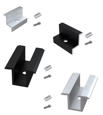 Solar Klemme Mittelklemme Endklemme 30 35 40 mm Einzeln od.Set Schwarz Silber 0%