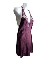 Victoria  s Secret Coquette Nighty Dress Size XS Purple Lace Satin Halter