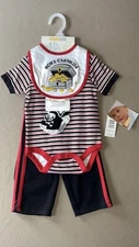 9 Months Boys “Pirate” FOUR Piece Set~Creeper, Pants, Bib & Socks, New With Tags