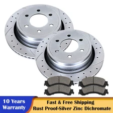 Rear Drilled and Slotted Rotors Brake Pads Brakes Kits for 2012-18 Ford F-150