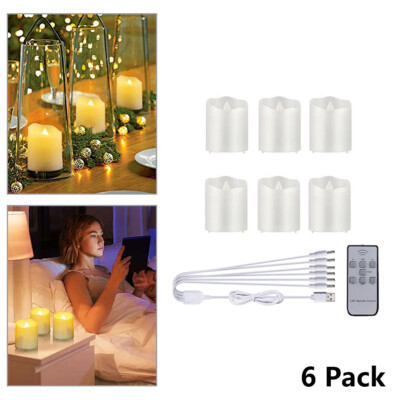 6x Flammenlose LED Kerze Flackernd Teelicht Wiederaufladbar Timer Fernbedienung