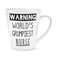 Warnung World's Grumpiest Nurse 341Ml Latte Becher Tasse Toll Best Hospital Spaß