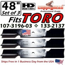 COPPERHEAD 3-PK 48" HD TORO HIGH-LIFT BLADES 107-3196-03, 133-2137 - MADE IN USA