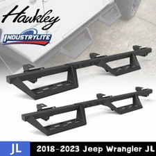 Hawkley For 2018-2025 Jeep Wrangler JL 4 Door Side Steps Nerf Bars Rock Slider