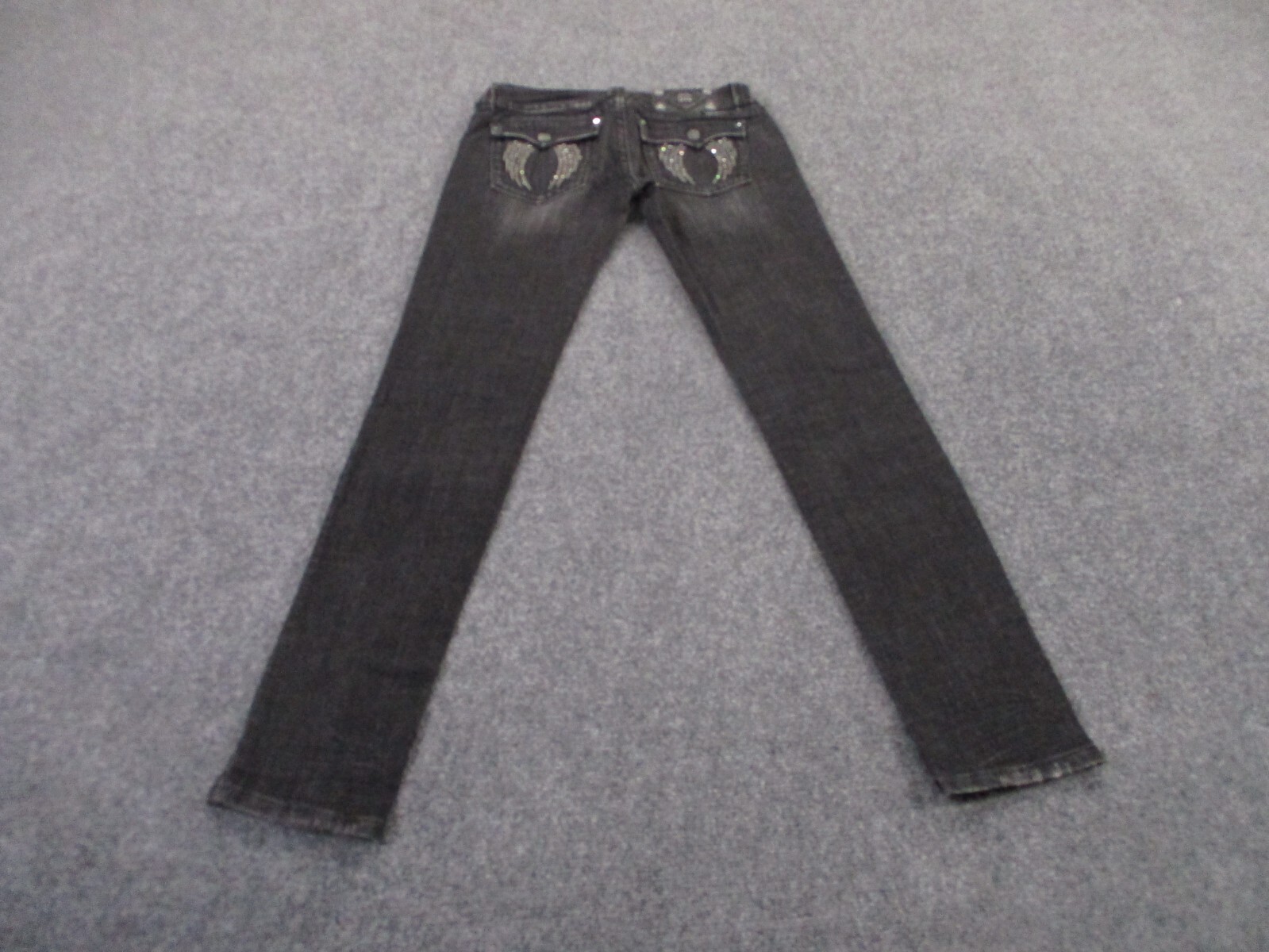 Miss Me Womens Size 27 Black Rhinestone Studded Skinny Jeans with Wings