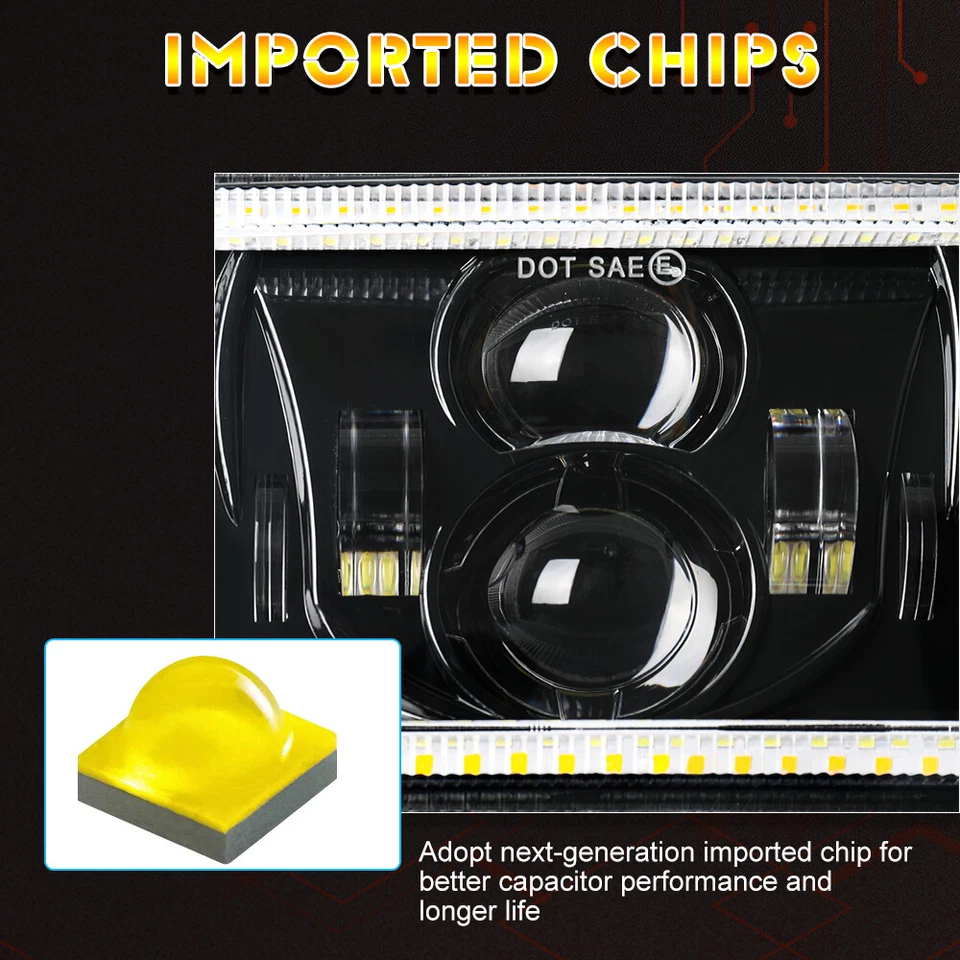 4x6 inch LED Headlight Projector High Low Sealed Beam For TW200 DT 125 RE Motor - Image 4 of 4