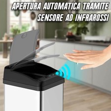 Pattumiera Automatica 12L Con Sensore - Senza Contatto, Apertura A Infrarossi, Per Bagno, Cucina, Ufficio