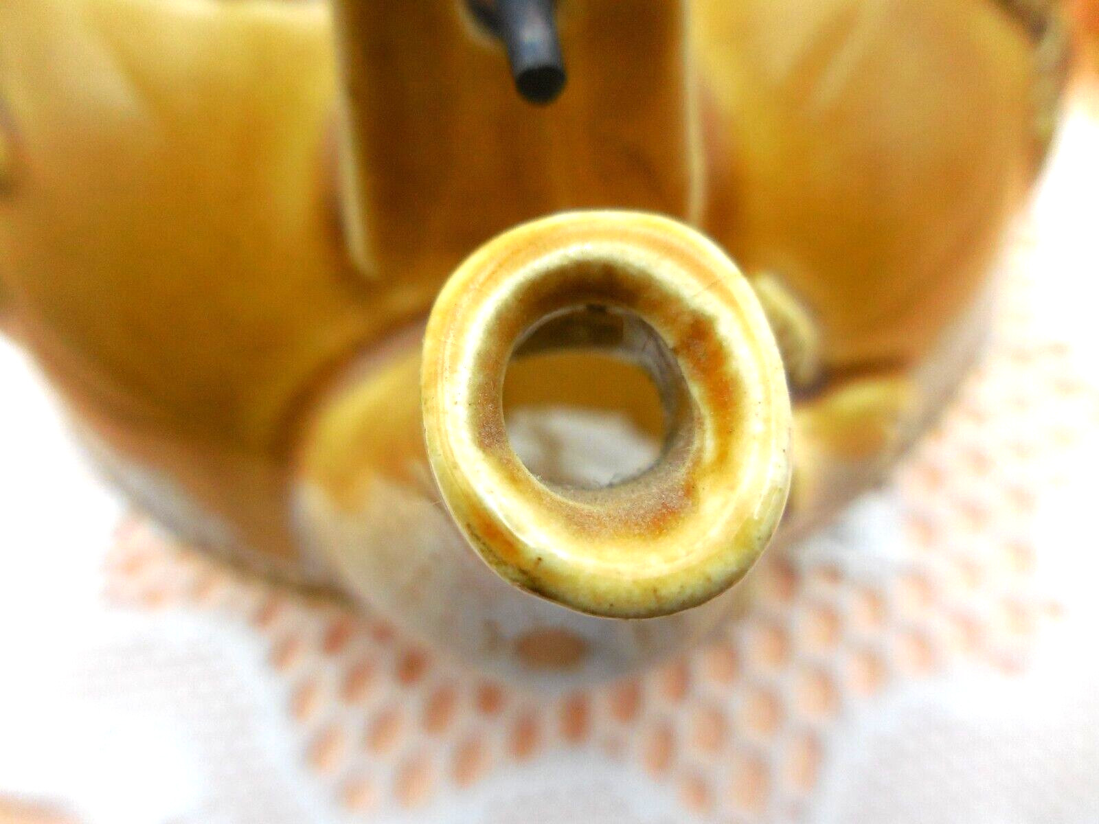 Honey Brown Rustic Fruit Ceramic Spring Wire Handle 7 IN Round Teapot (BIN GW71)