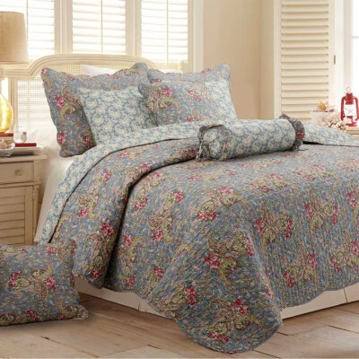 COZY LINE HOME FASHIONS Floral Paisley Reversible Cotton Quilt Set, Bedspreads, Coverlet