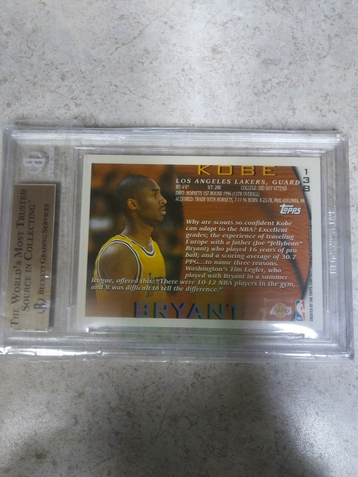 Kobe Bryant 96-97 Topps #138 Rookie Card BGS 10 Pristine. | eBay