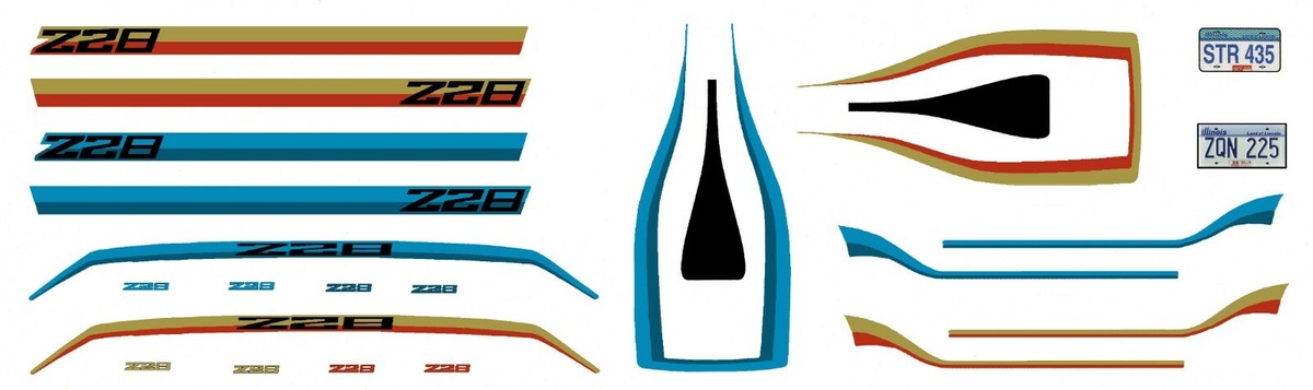 【バイイー】 1970-73 Camaro Z-28 Hood and Trunk Stripes 1/24 - 1/25