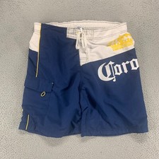 Corona Swim Trunks Mens Medium Blue Board Shorts Swimwear Mesh Lined Beer 34