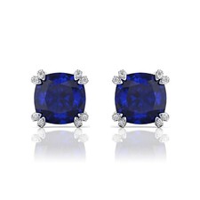 2Ct Cushion Cut Lab-Created Blue Diamond Stud Earring 14K White Gold Plated