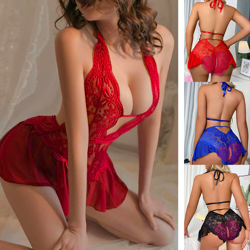 Sexy-Lingerie-Sleepwear-Lace-Women-G-string-Dress-Underwear-Babydoll- Nightwear | eBay