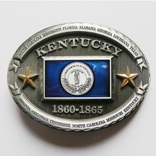 PATRIOTIC BLUEGRASS STATE OF KENTUCKY FLAG BELT BUCKLE