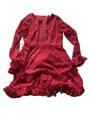 Mi Ami Size M Dress Length 34  Zip Poly Lined Long Sleeve Ruffle #600