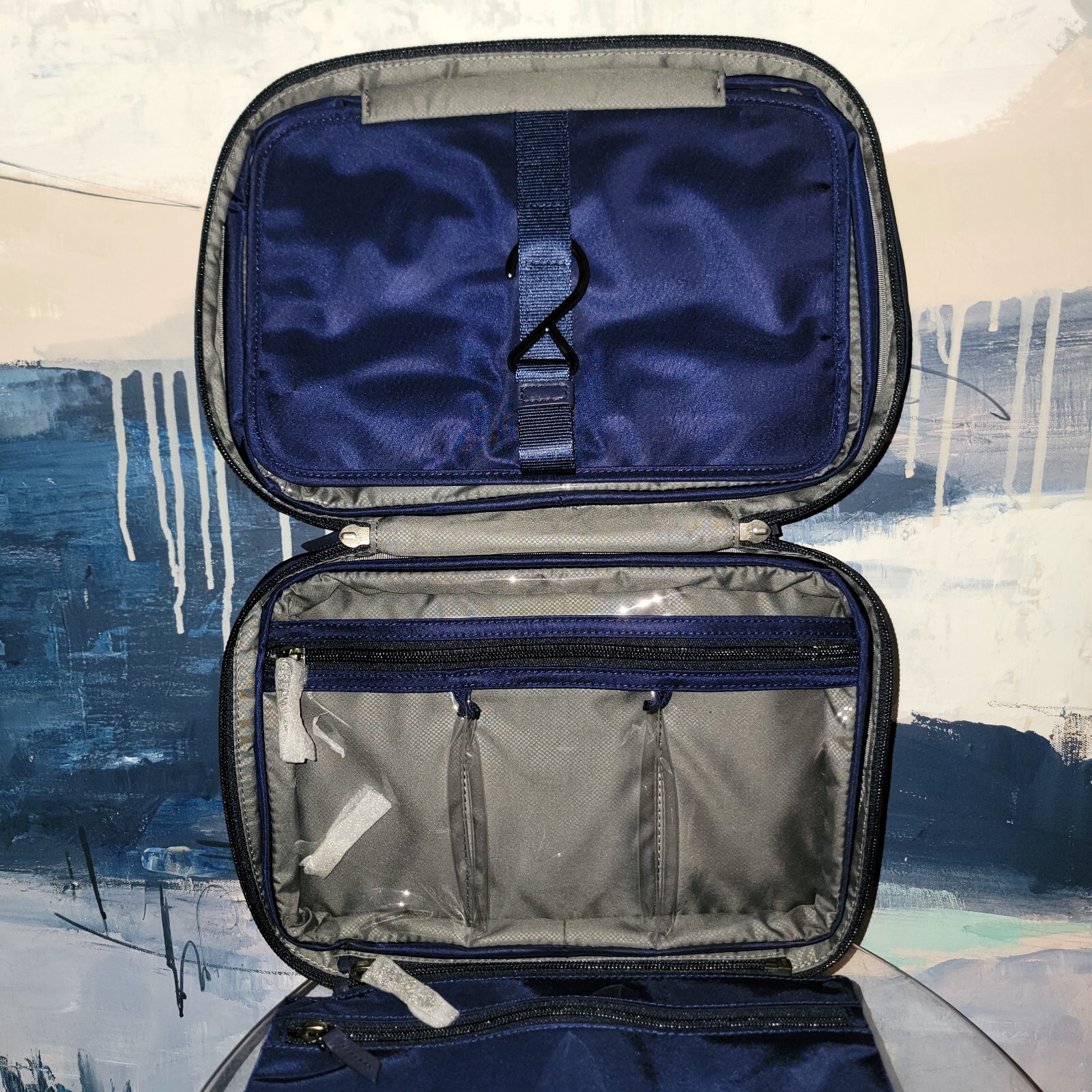 New! TUMI Voyageur Monaco Blue Travel Toiletry Kit Cosmetic HANGING