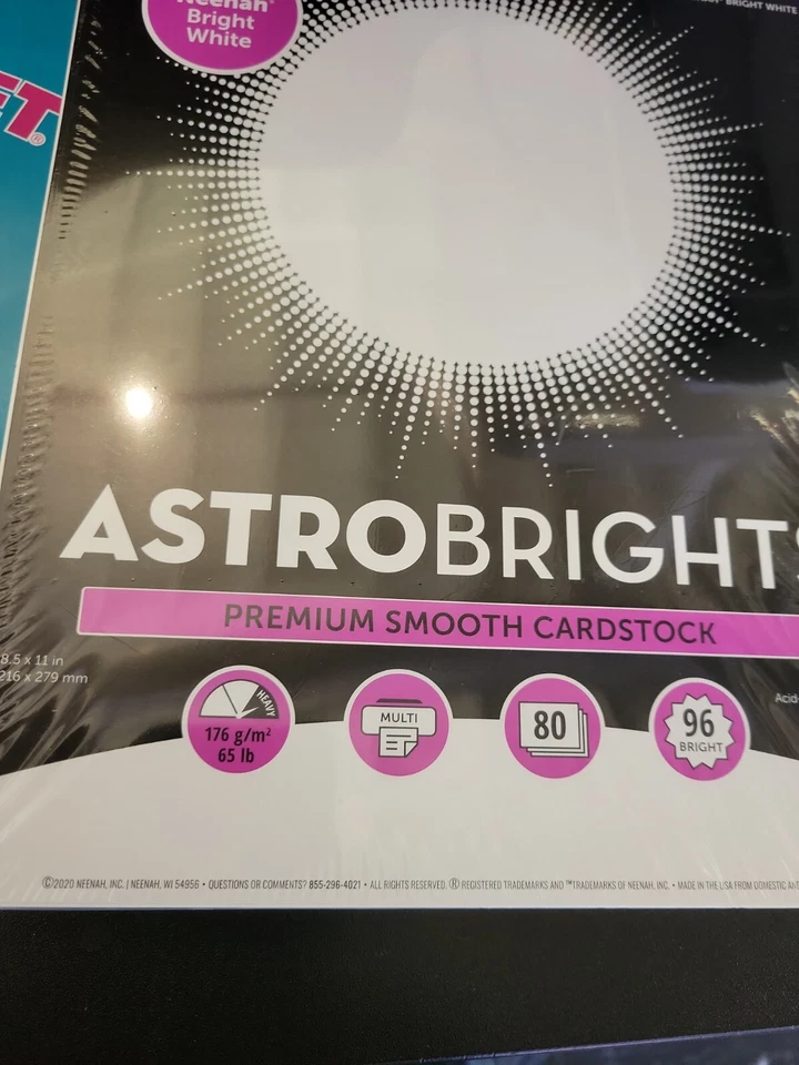 NEW Astrobrights Neenah White 8.5" x 11" 65lb White 80 Sheets Item #99319 - Image 2 of 2