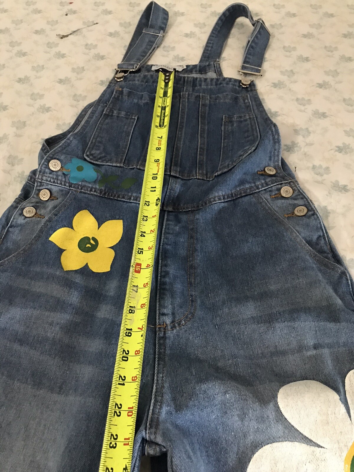Misslook Denim Overalls S Painted Blue Jeans Romper Hippie Boho image 10