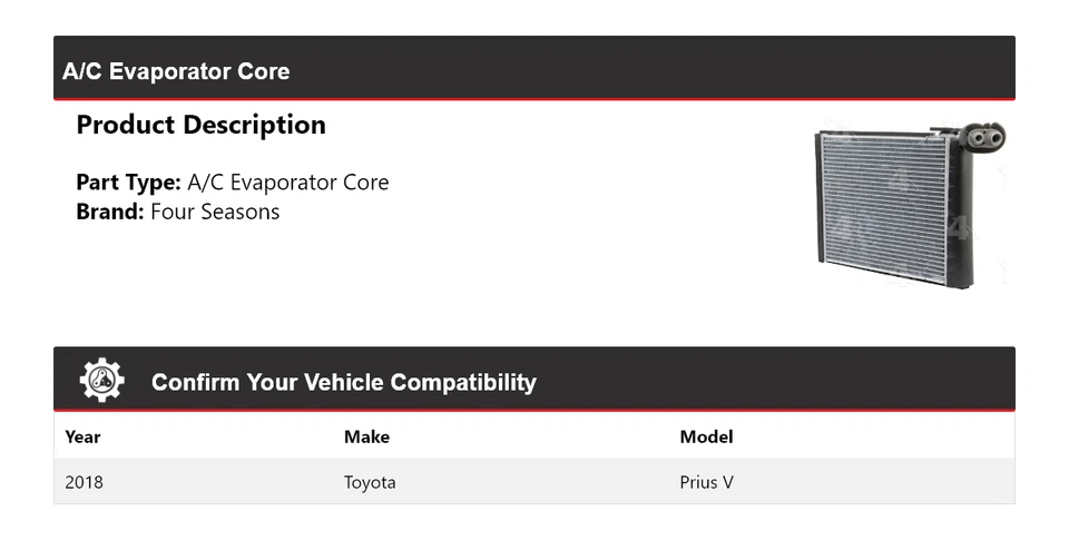 Para Toyota Prius 2018 V aire acondicionado núcleo evaporador 4 estaciones Foto 2 de 4
