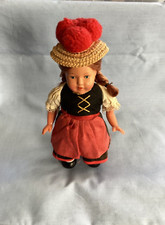 Vintage 1950s Hard Plastic German Bavarian Windup Character Girl Doll 6" Tall