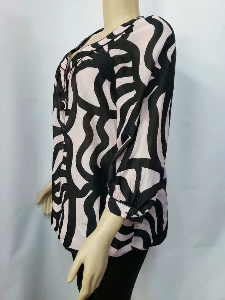Blusa para mujer Marimekko H&M negra Joonas mezcla seda talla US 10 #C Foto 3 de 4