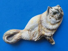Cat Fridge Magnet Vintage 1980s R.O.C. Taiwan Ceramic Resin 3D Relief Molded EUC