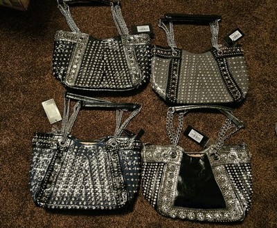 * Handbag Express  Embossed Rhinestone Accented Shoulder  Purse