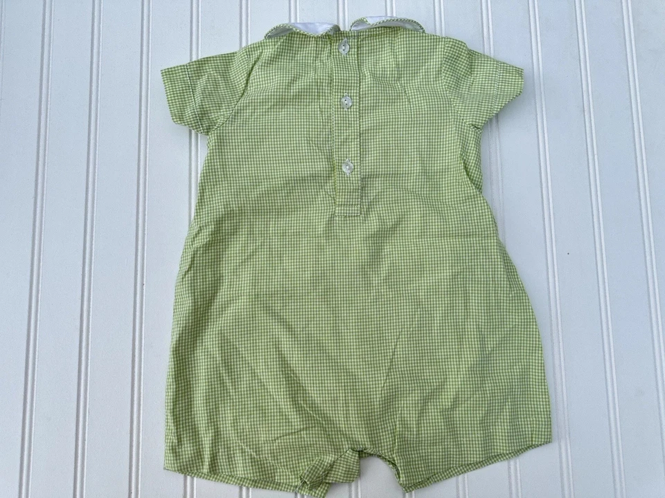 Mameluco corto burbuja Vive La Fete Bebe Collection calado caballito de mar guinga verde Foto 2 de 3