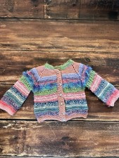 Fluffy Soft Crochet Rainbow Oversize Cardigan Handmade Girl Size 2T-4T