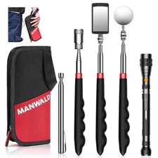 Telescoping Magnetic Pickup Tool Set with Portable Bag, Extendable Flashlight wi