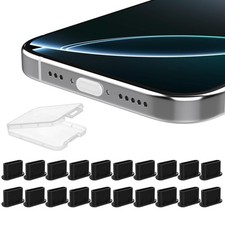 20Pcs USB C Dust Plug, Silicone Anti Plug Cover  Portable 20 Black