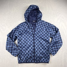 Lands' End Jacket Youth M 10/11 Blue Windbreaker Fold Into Pouch Hooded Coat