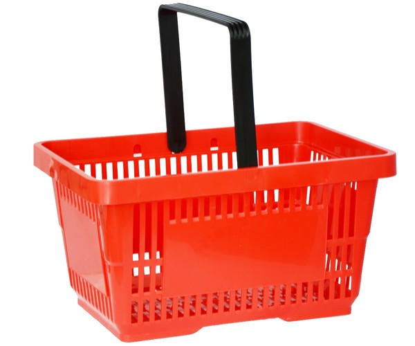 Einkaufskorb Tragekorb Verkaufskorb Mit Griff Rot 22L Max 30Kg Stapelbar Korb-image