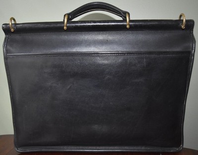 Vintage Coach Beekman 5266 Black Leather Briefcase Flap Messenger