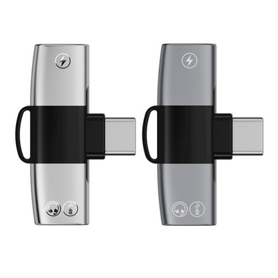Elbow 2 in 1 USB C Male to 2 Type C Female Adapter Headphone Plugs Converter