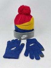 Nike Kids' Beanie Touch Screen Fingers Gloves Set, 8-20, Multicolor, Q2 D92T