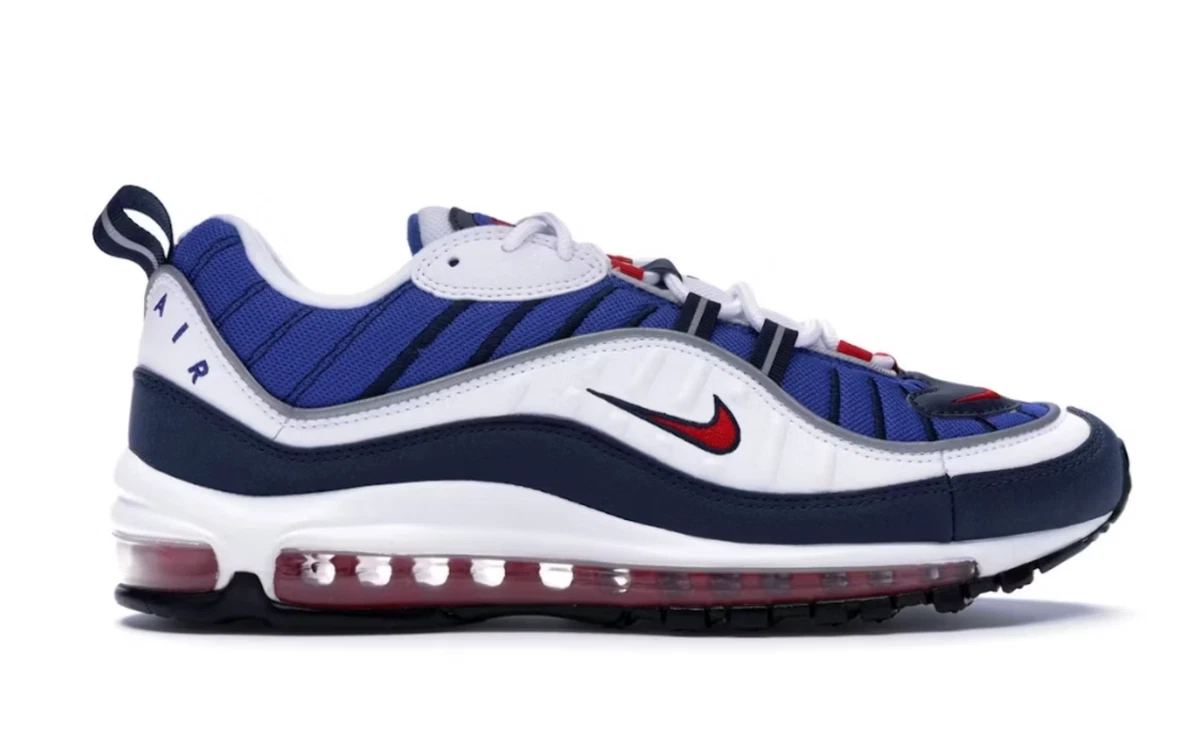 Nike Air Max 98 Running Shoes Men\'s 8 White Navy Crimson CK0850-100 NIB Nike Air Max 98 Running Shoes Men main image 2