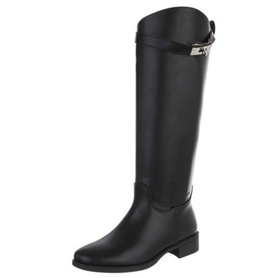 Damen Stiefel mit Reißverschluss und Reißverschluss Ital-Design 6546 in Schwarz