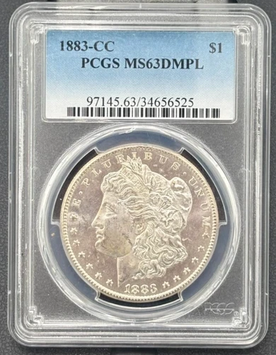 1883 CC $1 Morgan Silver Dollar PCGS MS 63 DMPL Uncirculated Coin