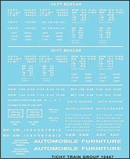 Tichy Trains 10447 HO Scale Railroad Decal Set -- 40', 50' Boxcar Data