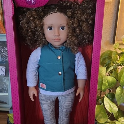 Our Generation Mila Emme 18'' Play Doll Medium Complexion Curly Brown Hair Box