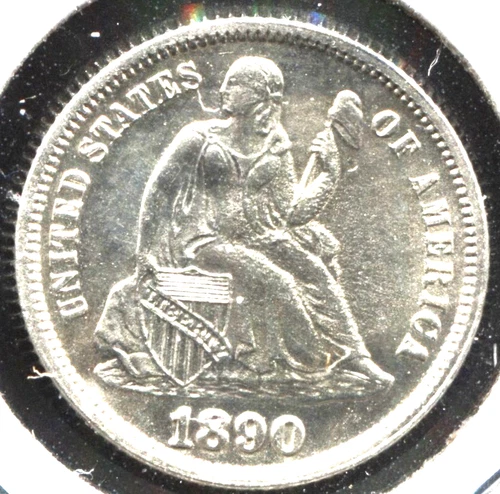 1890 SEATED LIBERTY DIME  Uncirculated details