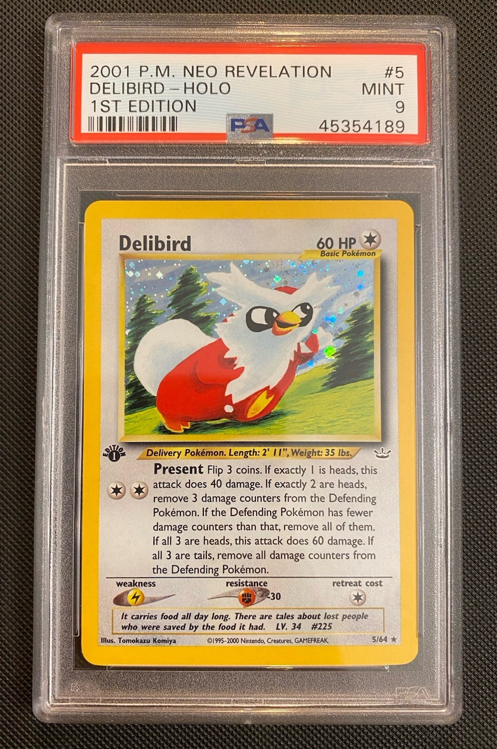 Pokemon Delibird Neo Revelation 1st Edition Holo Rare #5/64 PSA 9 Mint